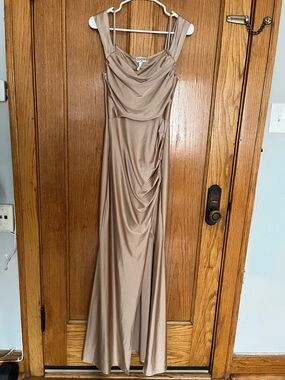 Beige silky stretch dress
